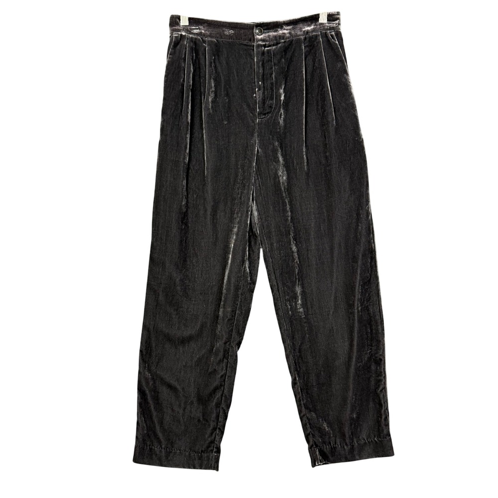 Madewell Pants Womens Small Gray Pleated Velvet Tapered High Rise Elastic Back
